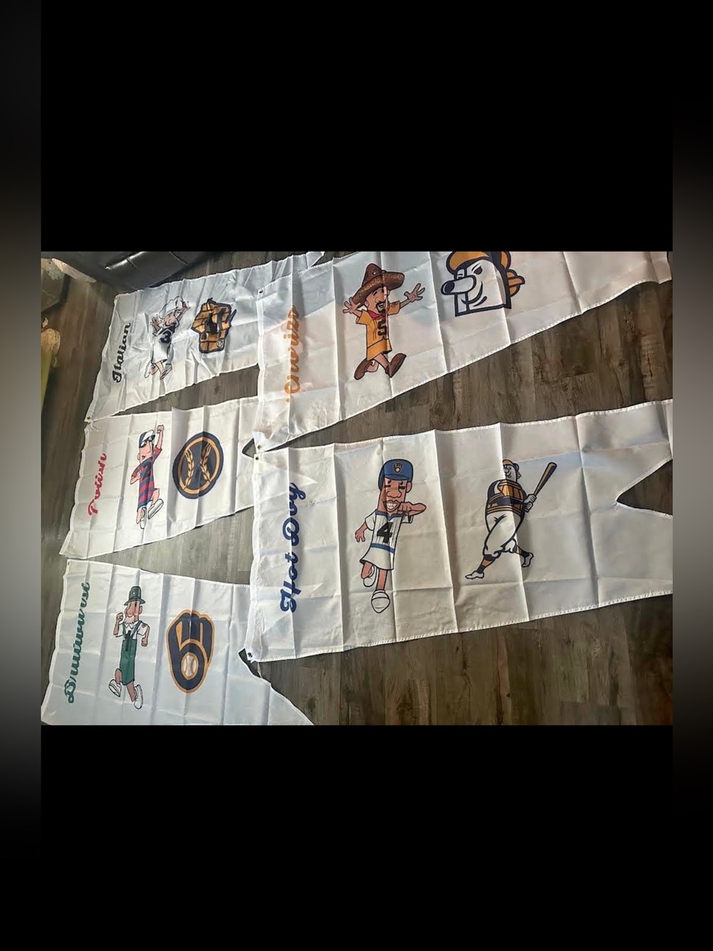Milwaukee Brewers Set of 5 Racing Sausages HUGE 6ft Flag Banner